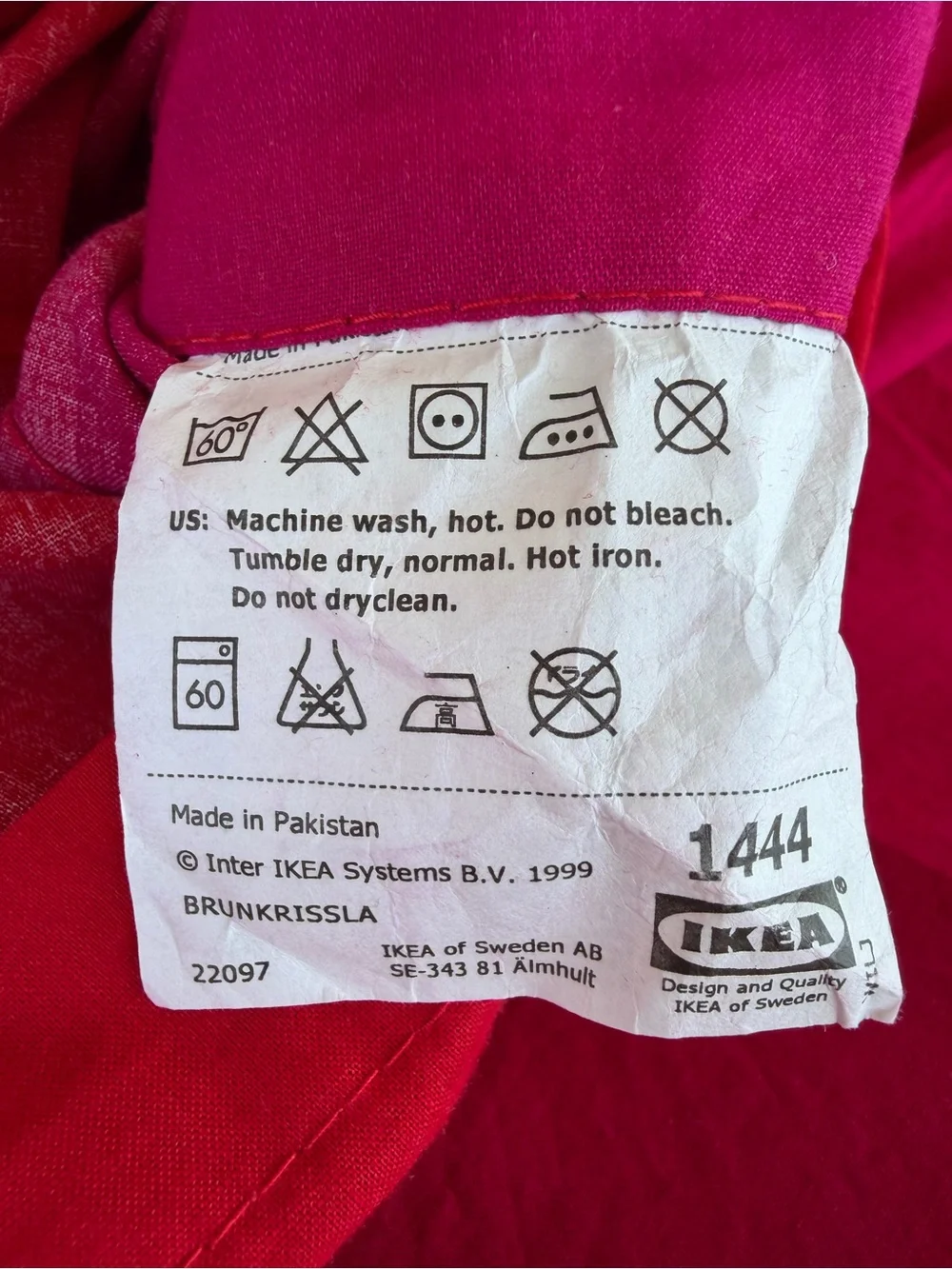 Y2K IKEA Brunkrissla 3-Piece Full Duvet Cover Set Pink Orange Plaid 100% Cotton